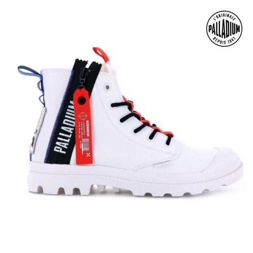 Palladium Pampa Hi Ticket To Earth Women's Boots White | UK I098-HIQ